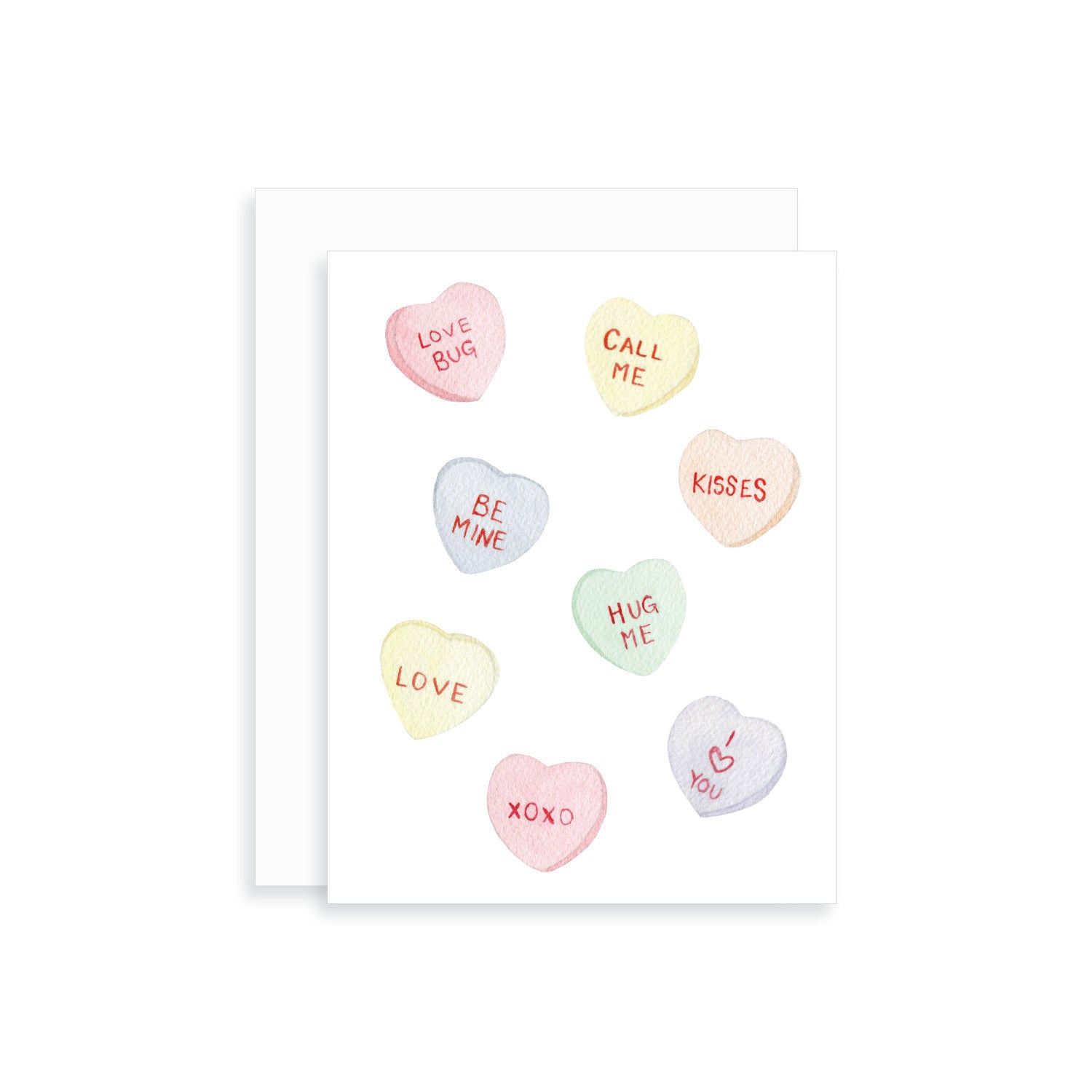 Conversation Hearts Valentine's Day Watercolor Greeting Card