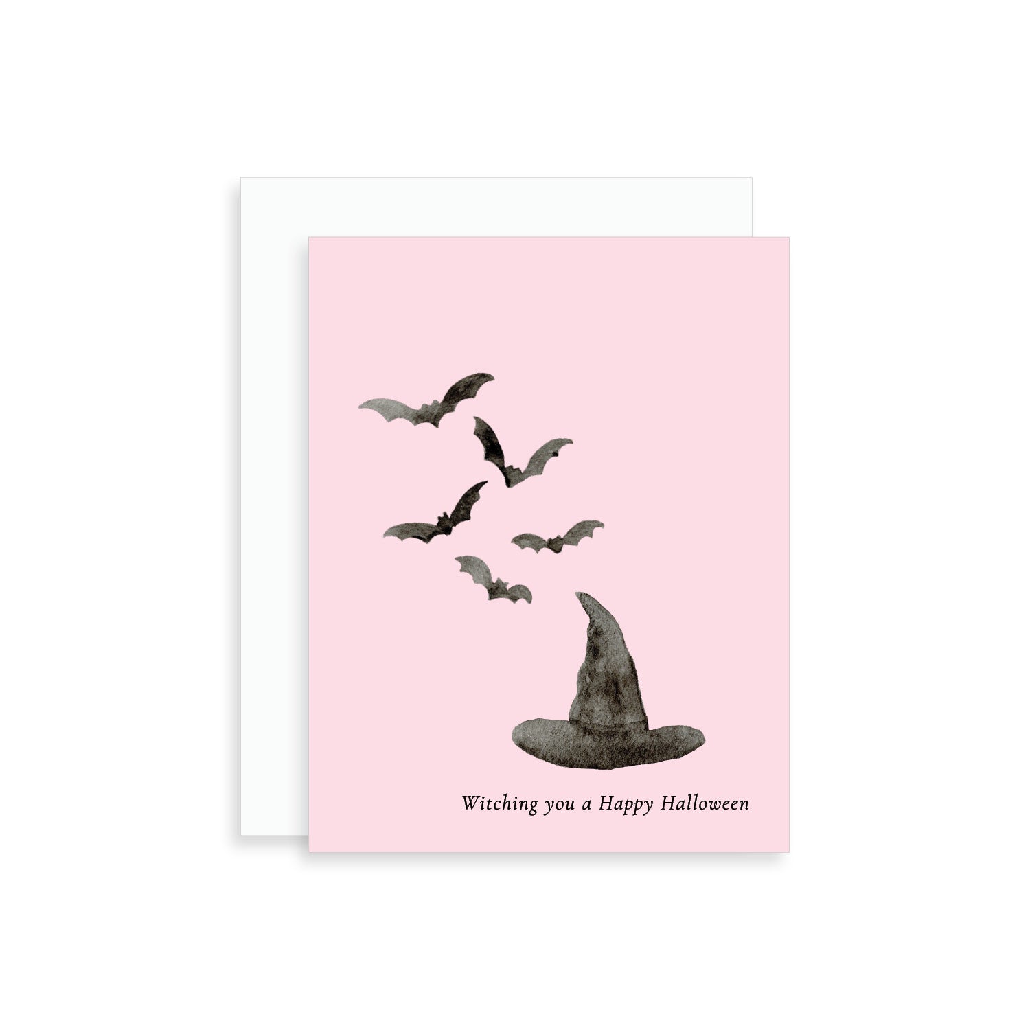 Witching a Happy Halloween Watercolor Witch Greeting Card