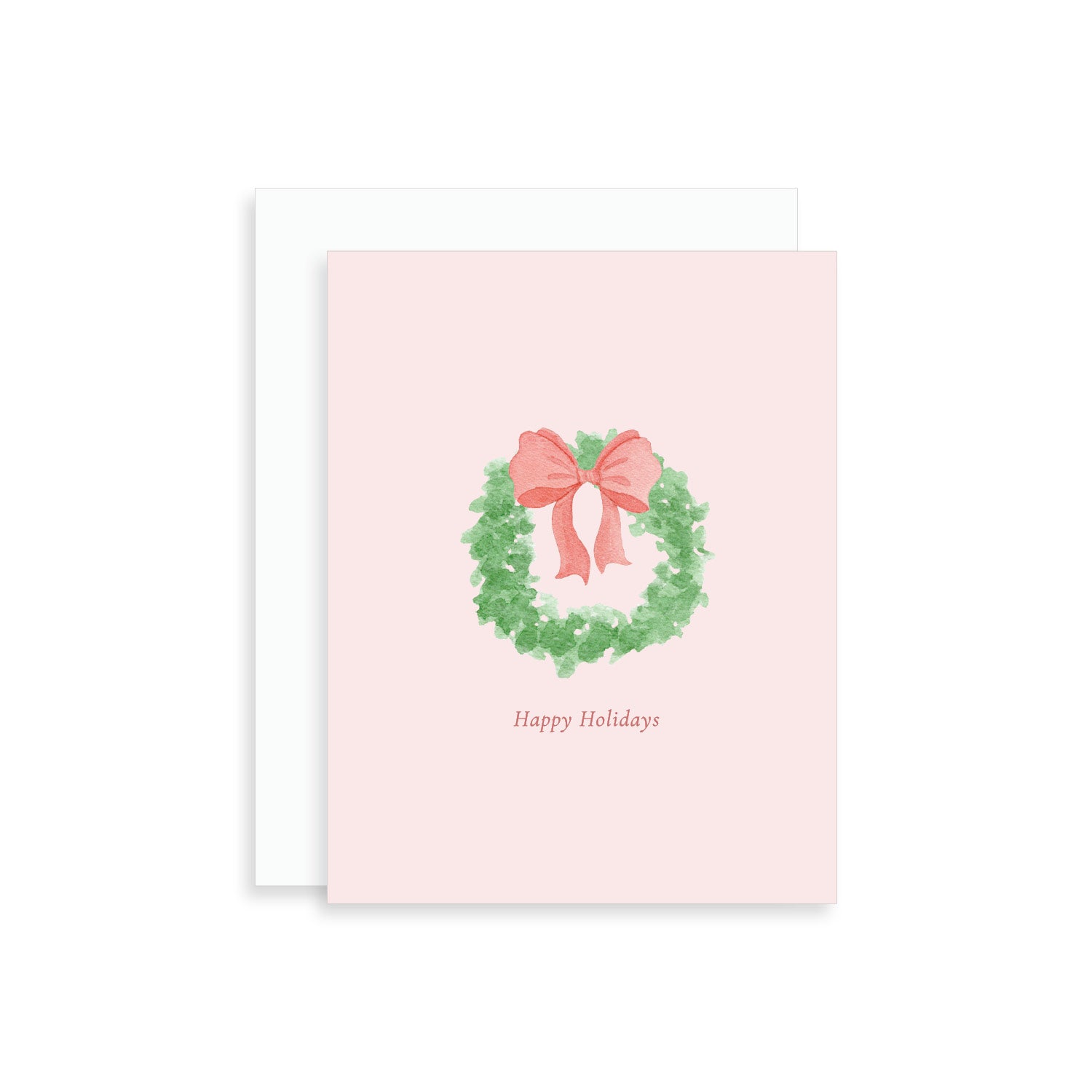 Happy Holidays Watercolor Christmas Wreath Greeting Card