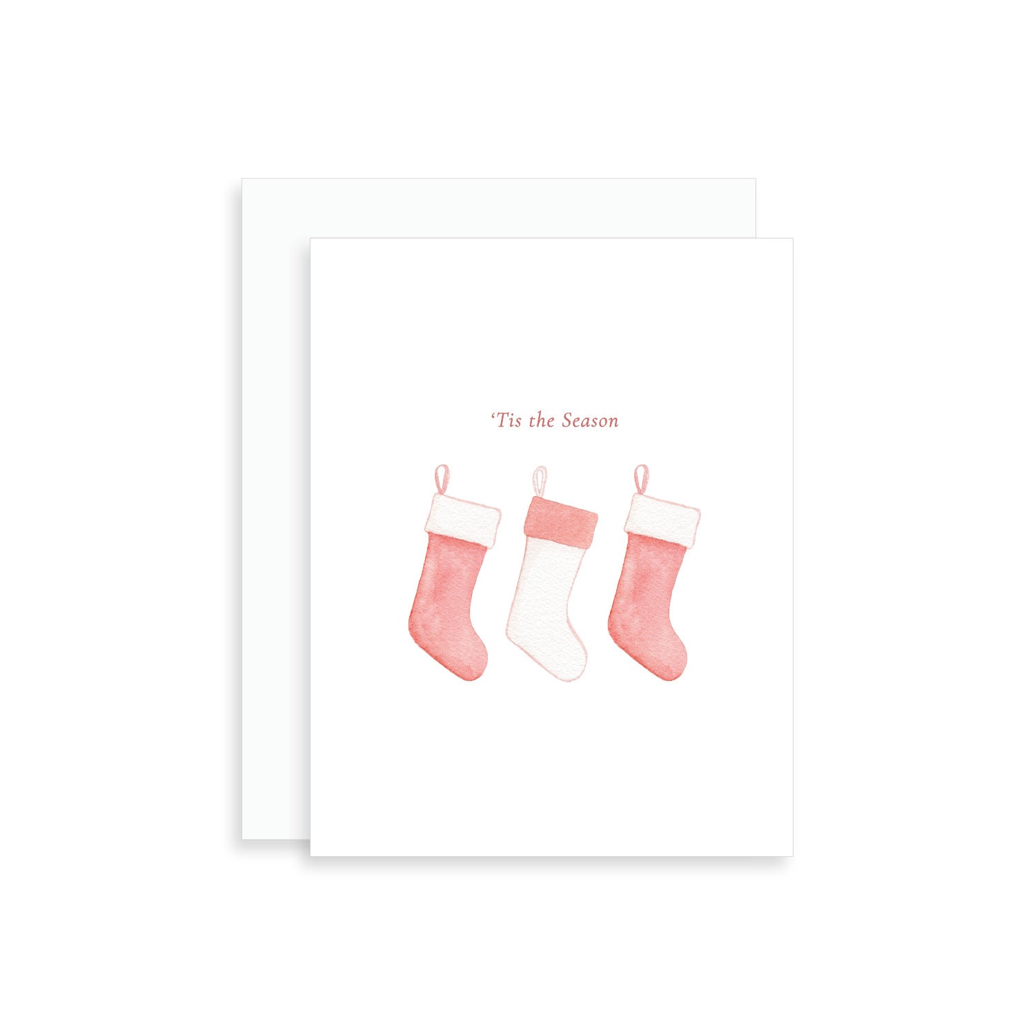 'Tis the Season Watercolor Christmas Stockings Greeting Card