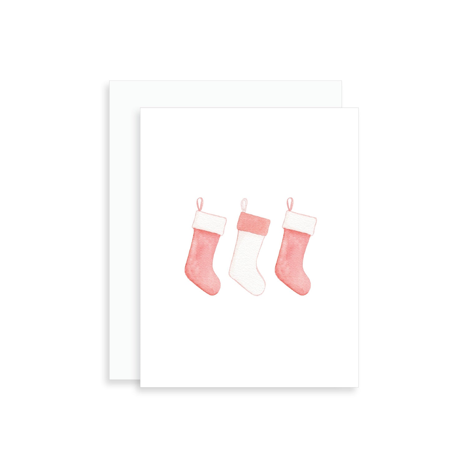 Watercolor Christmas Stockings Greeting Card
