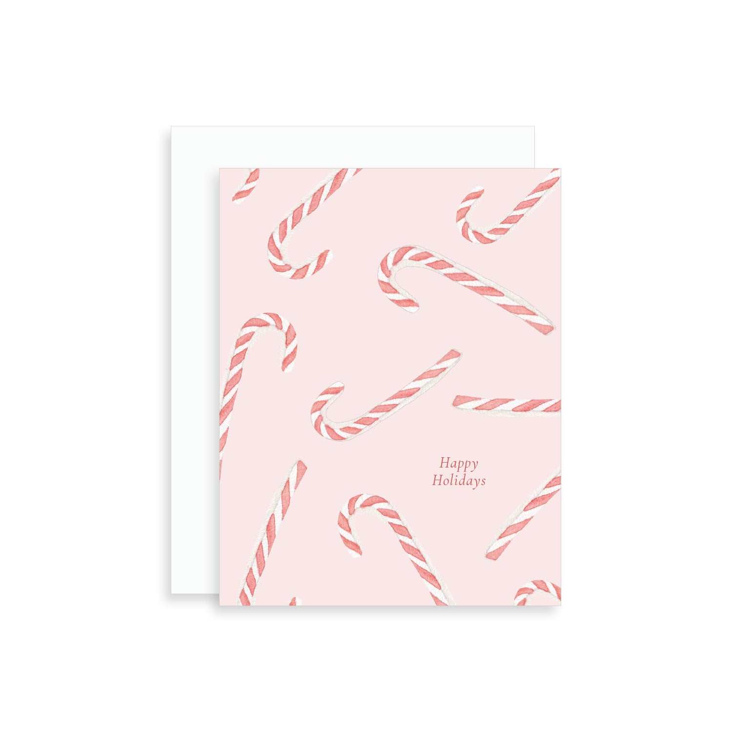 Happy Holidays Candy Cane Watercolor Greeting Card