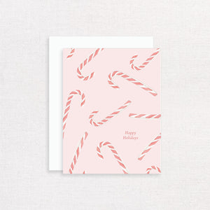 Happy Holidays Candy Cane Watercolor Greeting Card