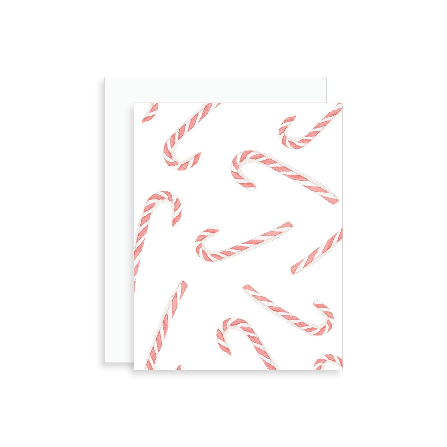 Watercolor Candy Cane Greeting Card