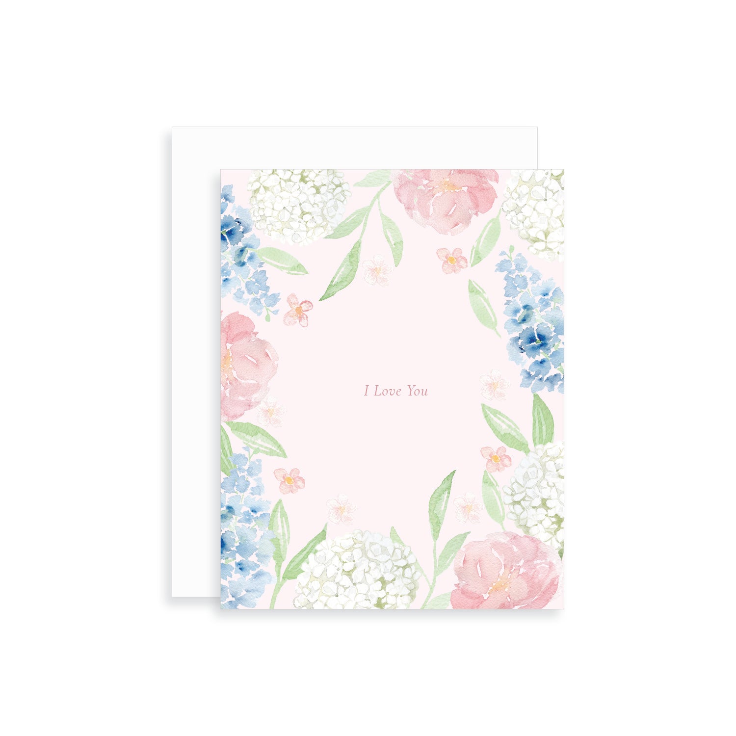 I Love You Floral Watercolor Greeting Card