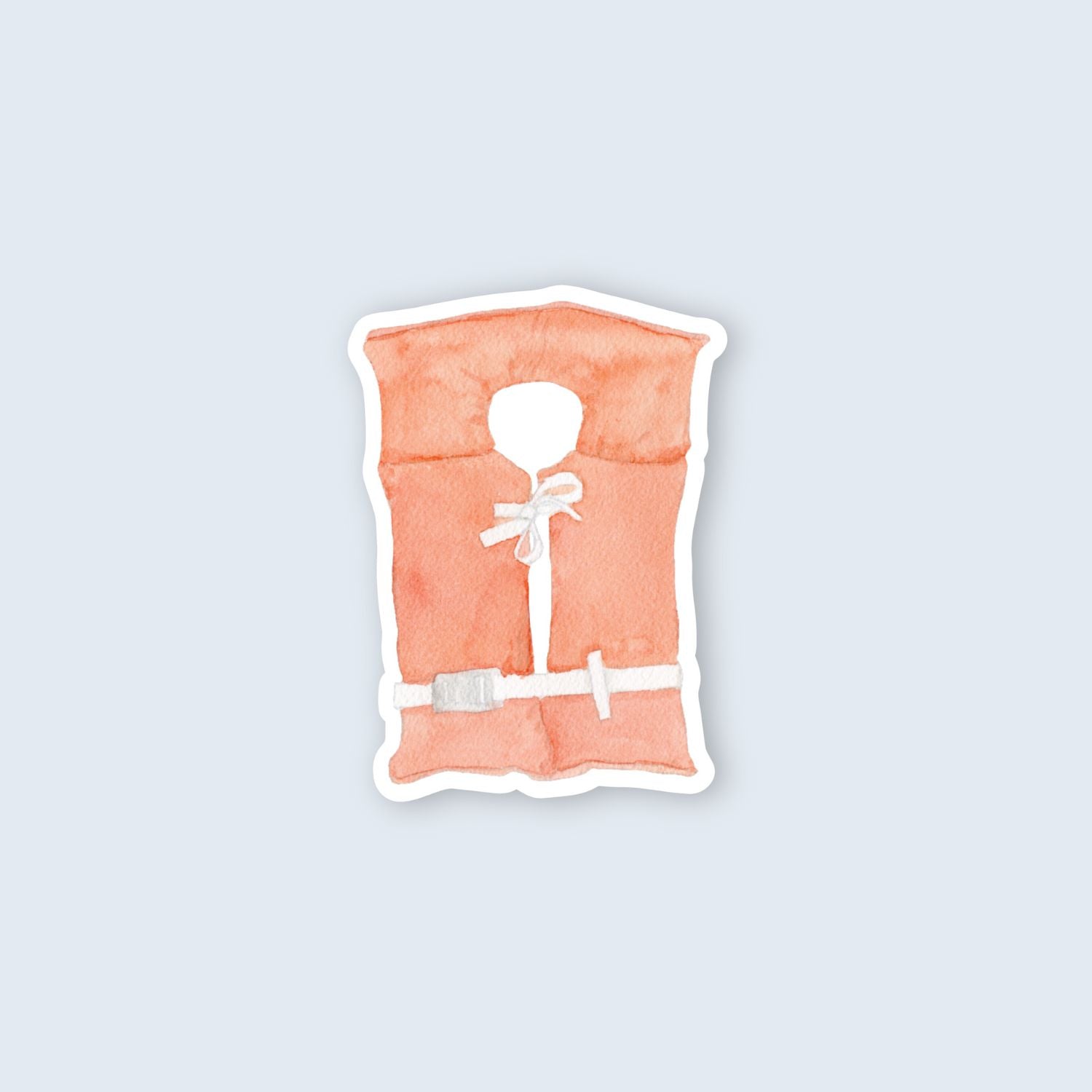 Watercolor Life Jacket Die Cut Vinyl Sticker | 2.2" x 3.0"