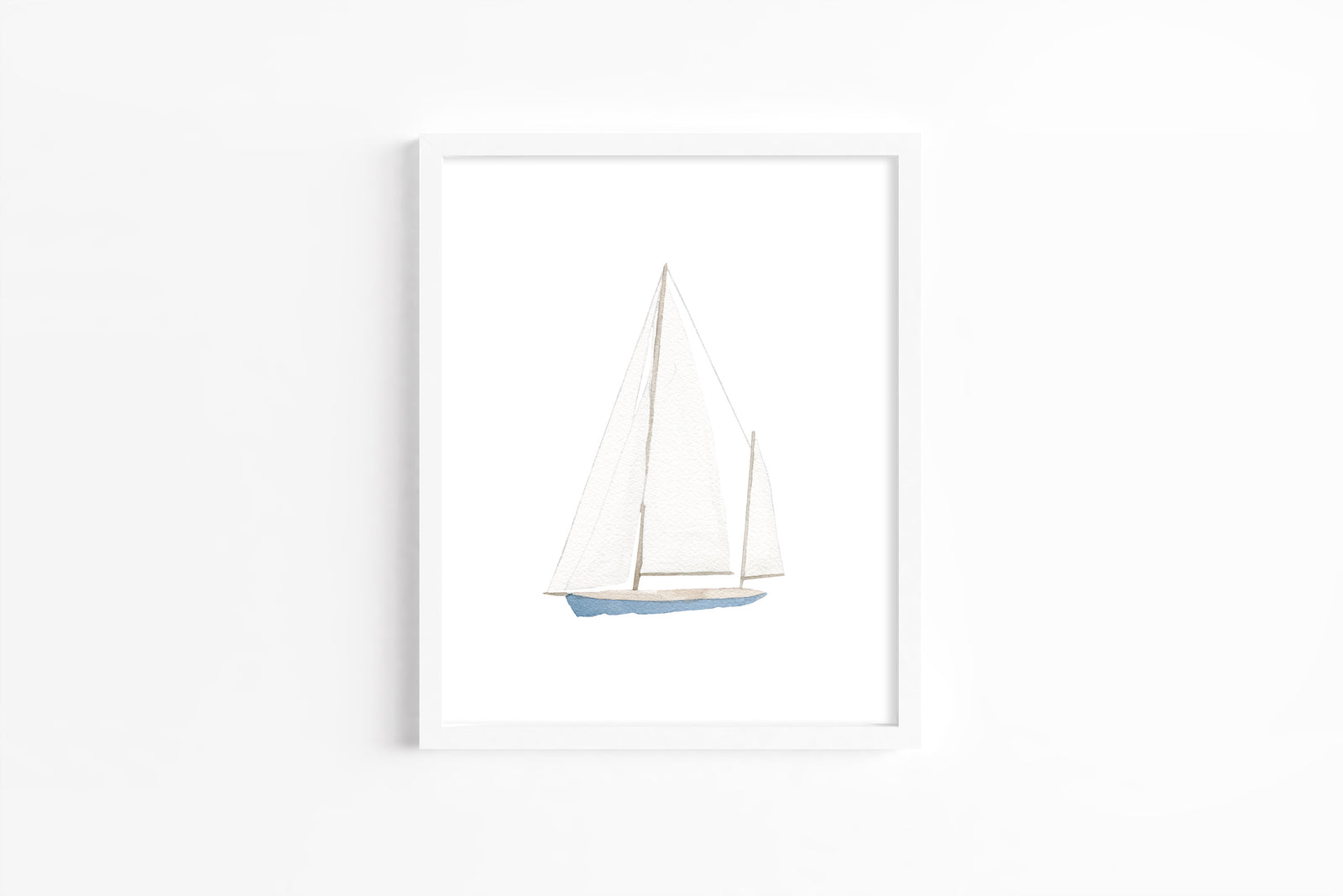 Blue Sailboat Watercolor Art Print